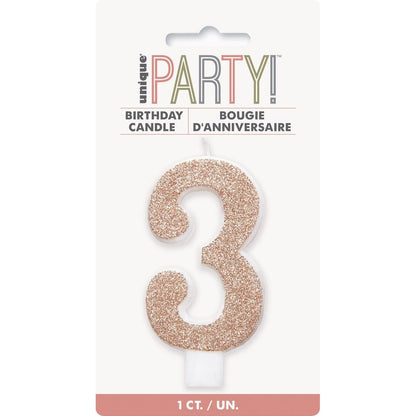 NUMERAL CANDLE 3 - ROSEGOLD image 0