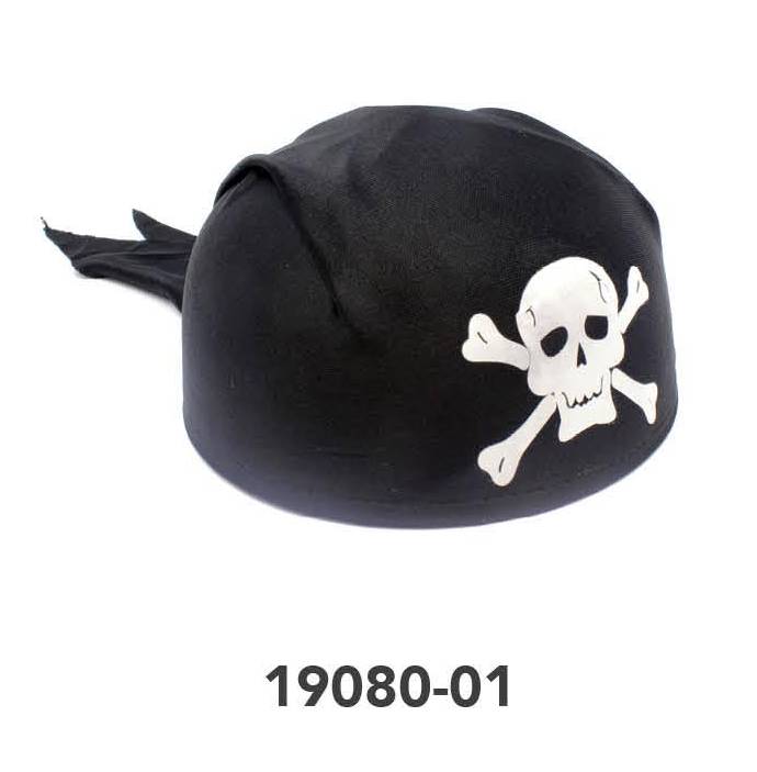 Round Pirate Hat (Black with White Skull) image 0