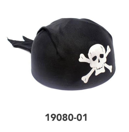 Round Pirate Hat (Black with White Skull) image 0