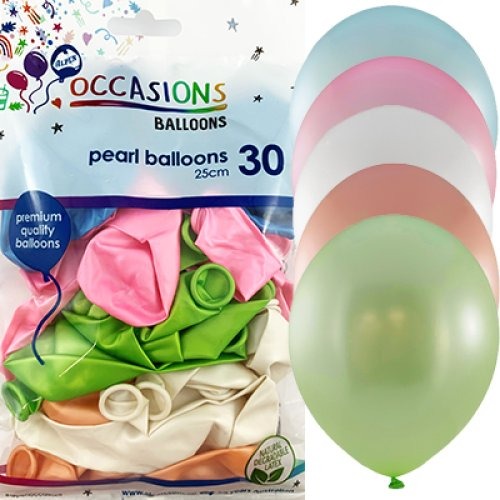 Mixed Pearlescent Balloons 30pk image 0