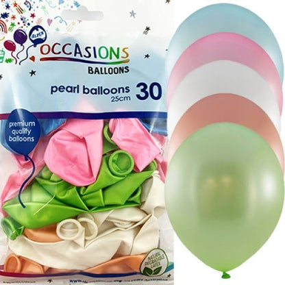 Mixed Pearlescent Balloons 30pk image 0