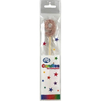 CANDLE ROSEGOLD GLITTER LONG STICK #9 image 0