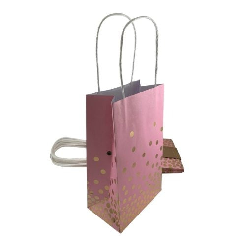 PAPER PARTYBAGS - PINK & GOLD 5pk image 0