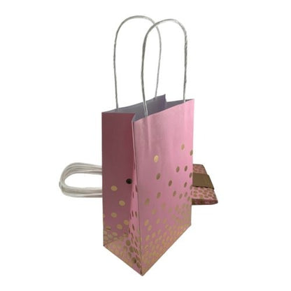 PAPER PARTYBAGS - PINK & GOLD 5pk image 0