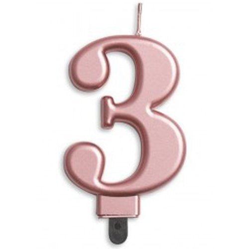 CANDLE NUMERAL JUMBO ROSEGOLD #3 image 0