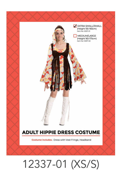 Adult Hippie Lady costume with vest XS/S image 0