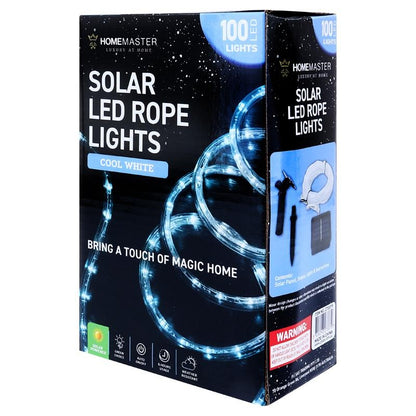 Rope Light Solar 100LED 12m Total Length Cool White 8 Functions image 0