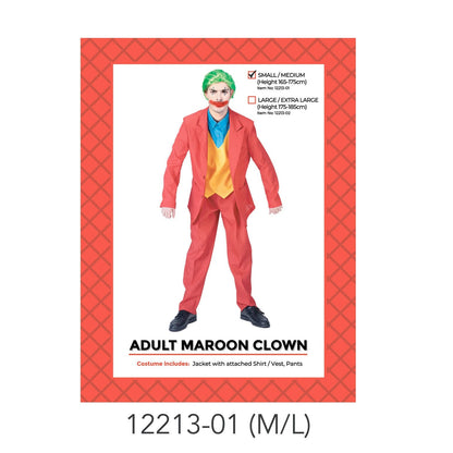 Adult Maroon Clown Costume (S/M) image 0