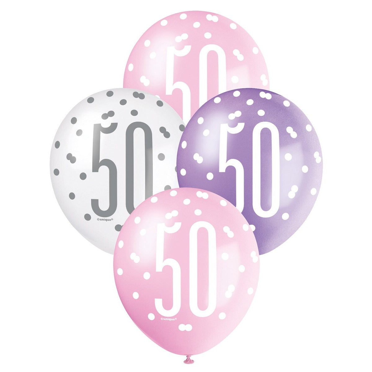 Pink, Purple & White Assorted 30cm Latex Balloons - 50 image 0