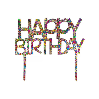 Cake Topper - Happy Birthday (Colored Backer Card)