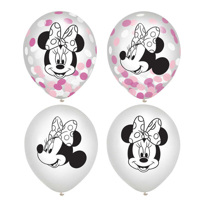 6 Minnie Mouse Forever 12in/30cm Latex Confetti Balloons image 0