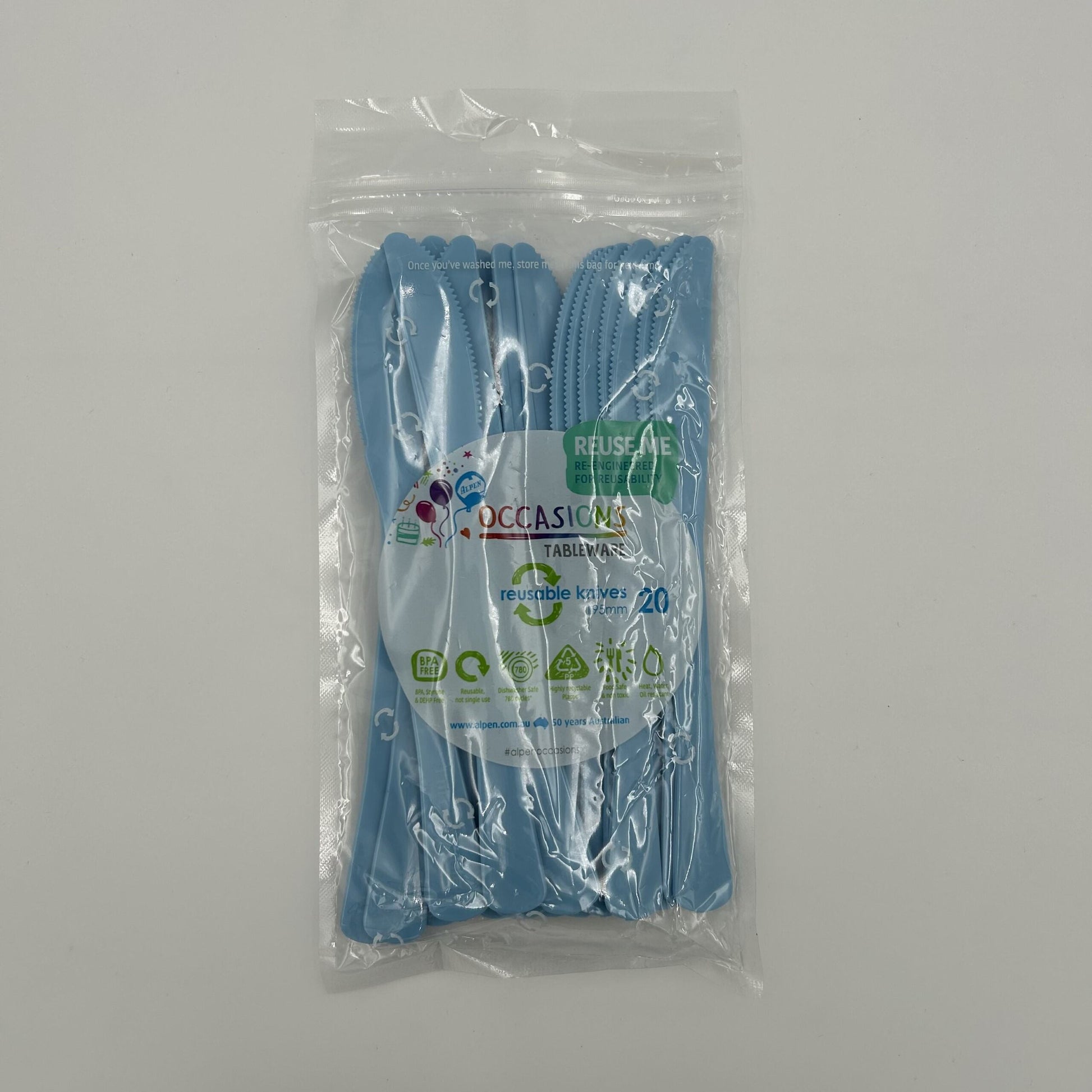 Light Blue Plastic Knife Pack 20 image 0
