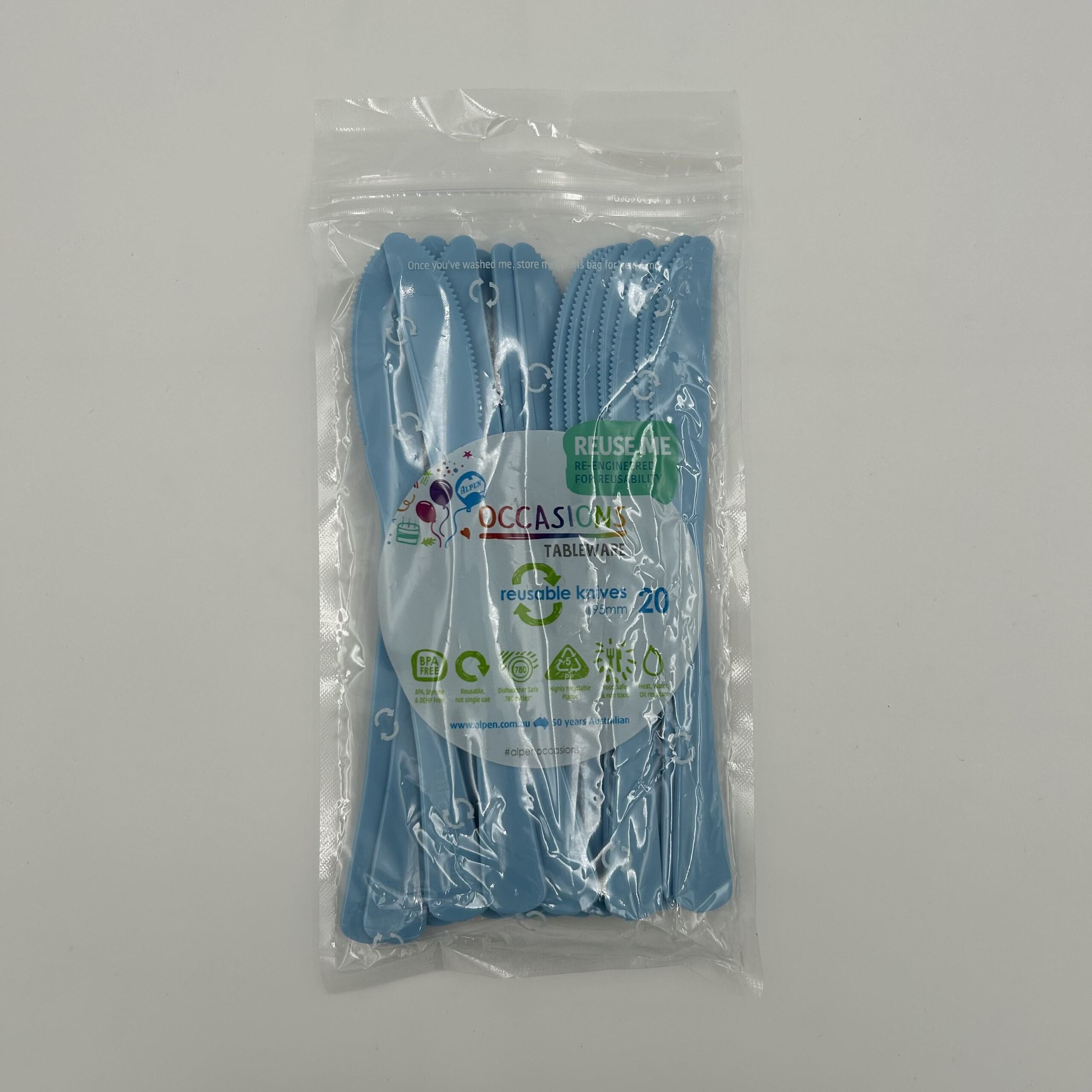 Light Blue Plastic Knife Pack 20 image 0