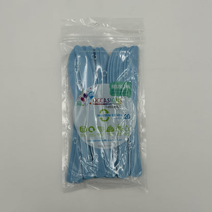 Light Blue Plastic Knife Pack 20 image 0