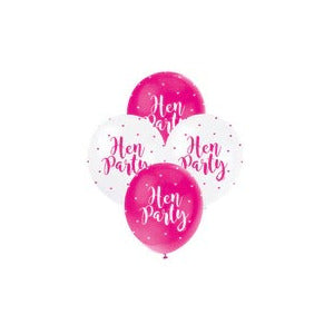 5 x HEN PARTY 30CM BALLOONS - PEARL PINK WHITE image 0