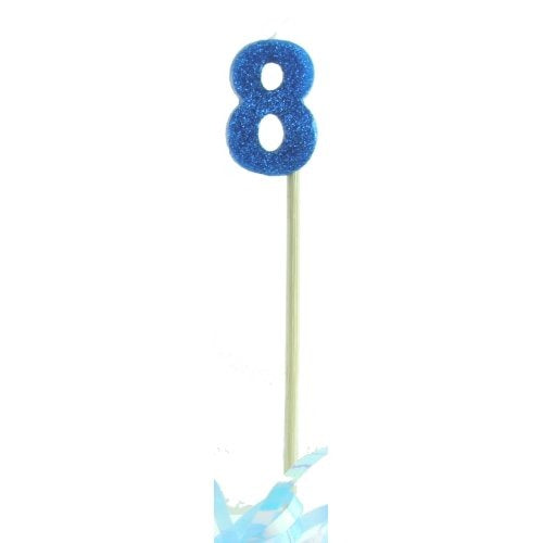 CANDLE BLUE GLITTER LONG STICK #8 image 0