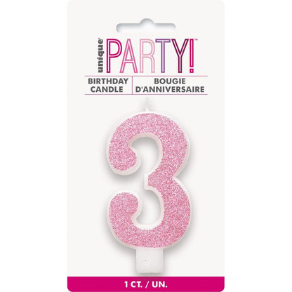 NUMERAL CANDLE 3 - PINK image 0