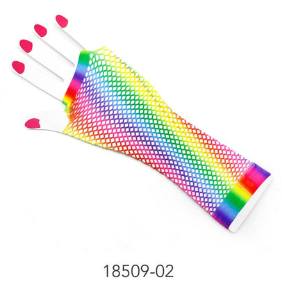 Fishnet Glove (Long ) (Rainbow Vertical) image 0