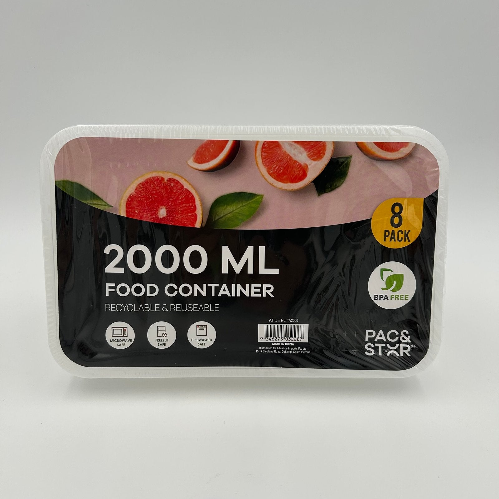 10Pk 2000ml Rectangular Plastic Container image 0