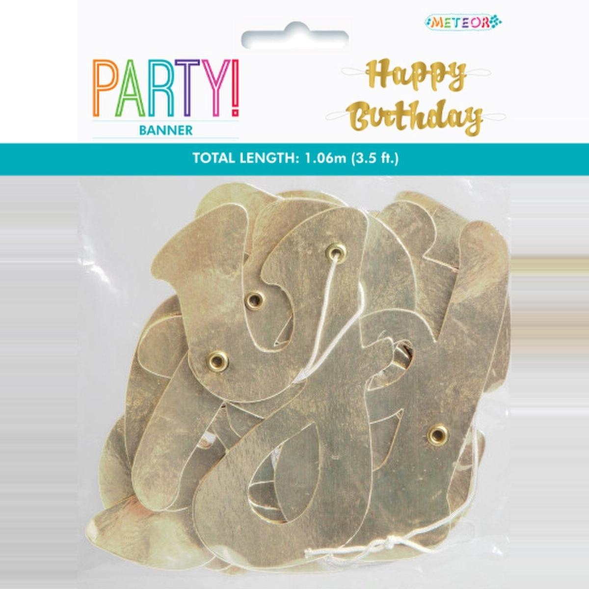 Happy Birthday Champagne Gold Script Jointed Banner - 1.06M