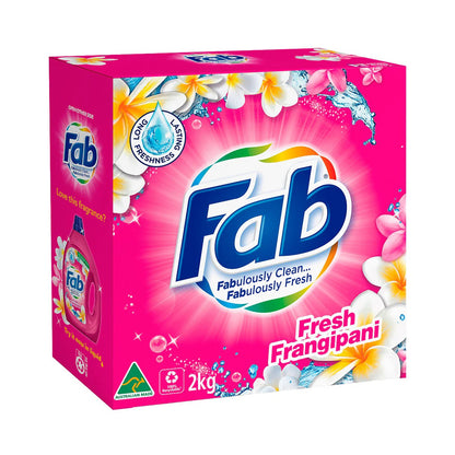 FAB 1kg LAUNDRY POWDER FRONT & TOP LOADER FRESH FRANGIPANI image 0