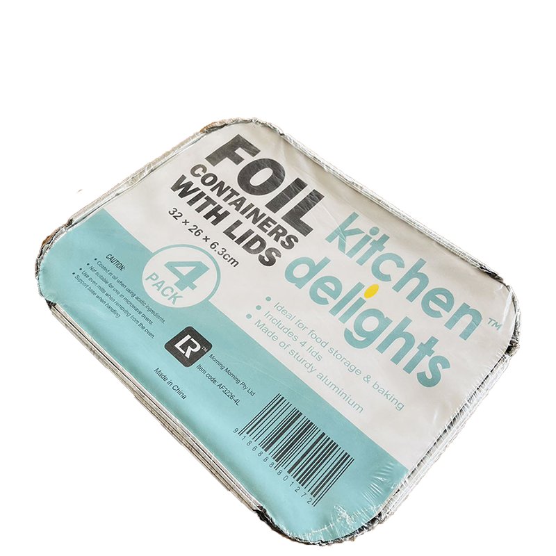 PK4 FOIL CONTAINER WITH LIDS 32*26*6.3CM image 0