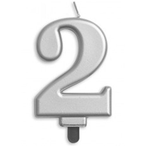 CANDLE NUMERAL JUMBO SILVER #2 image 0