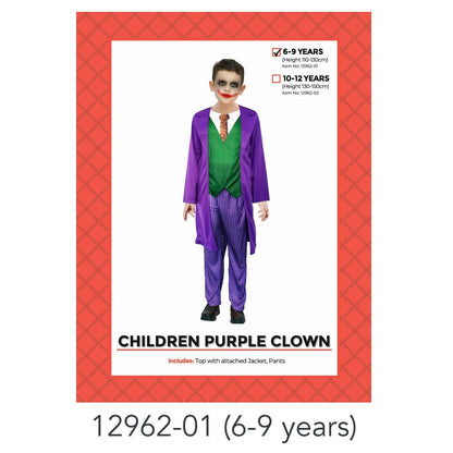 child purple clown costume 6-9 years image 0