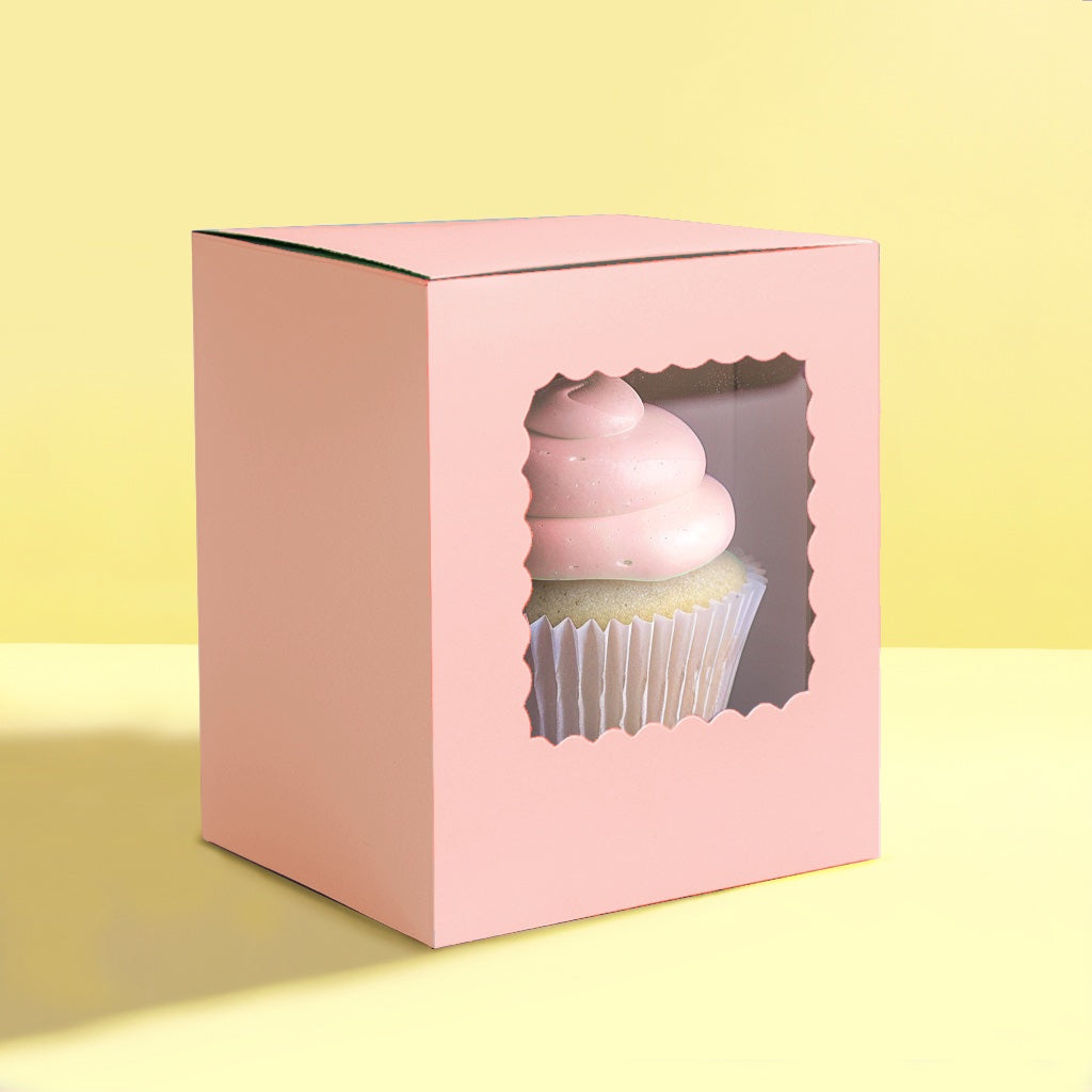 Scalloped Single Cupcake Box (6 pack) - Pastel Pink image 0