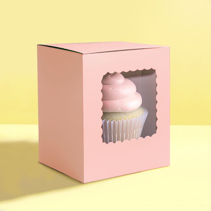 Scalloped Single Cupcake Box (6 pack) - Pastel Pink image 0