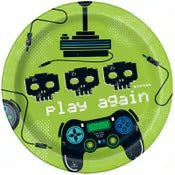 GAMER BIRTHDAY ROUND 7â€ DESSERT PAPER PLATES 8pcs image 0