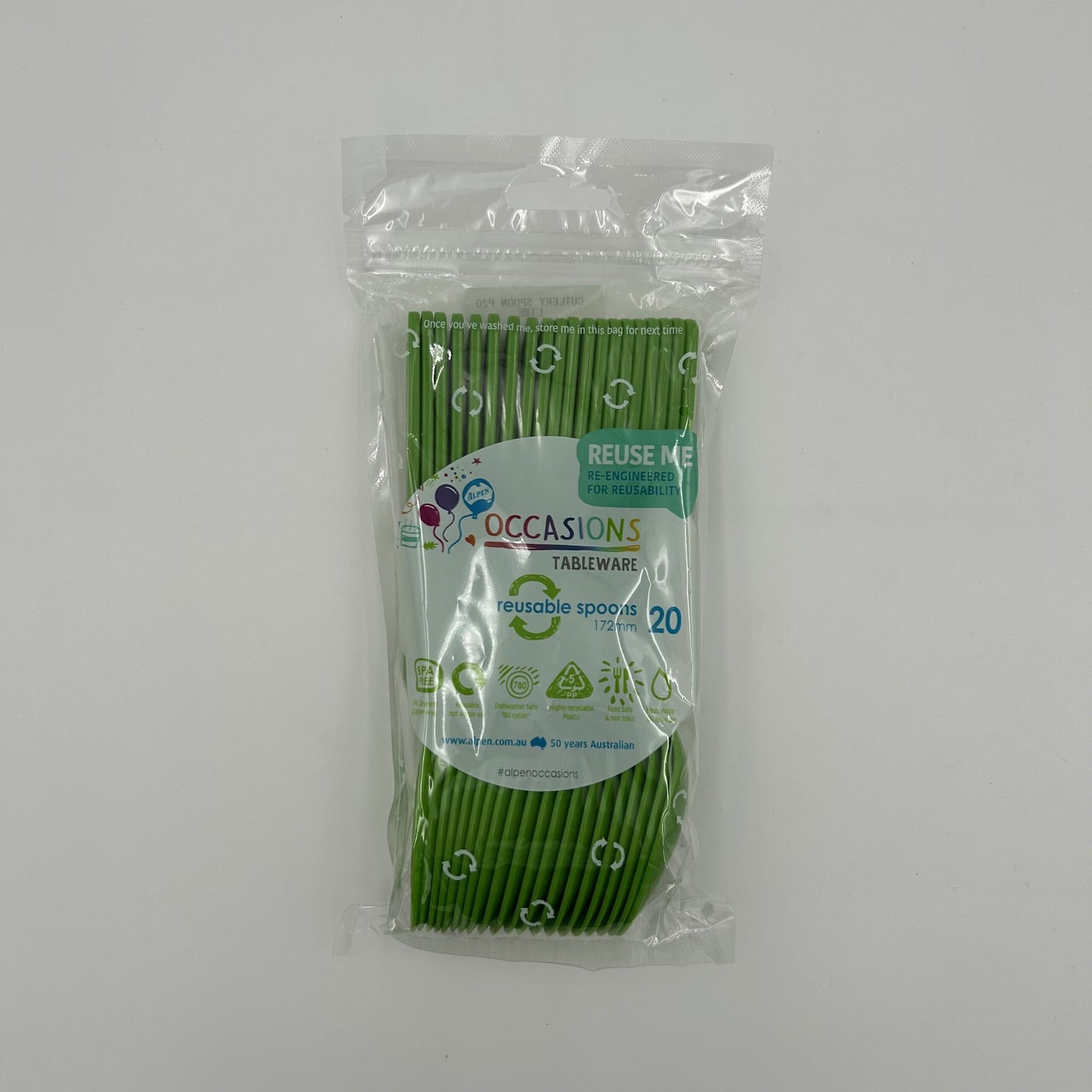 Lime Plastic Spoon Pack 20 image 0