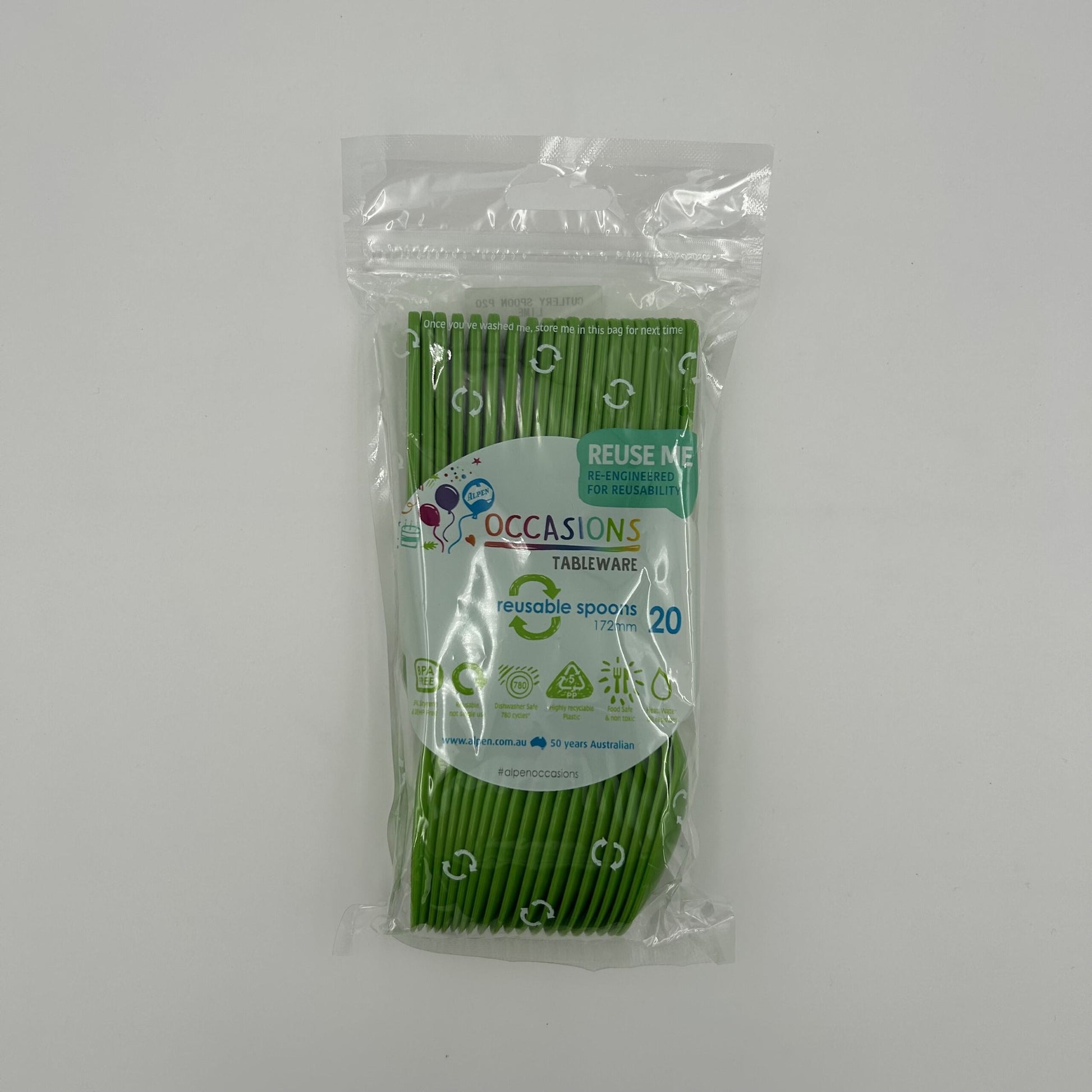 Lime Plastic Spoon Pack 20 image 0