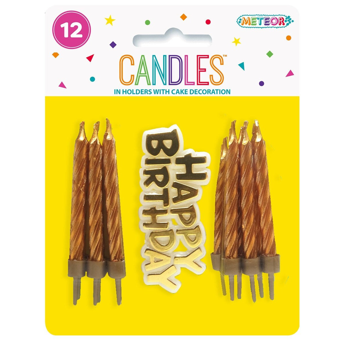 12 CANDLES W/CAKE DECO - GOLD image 0