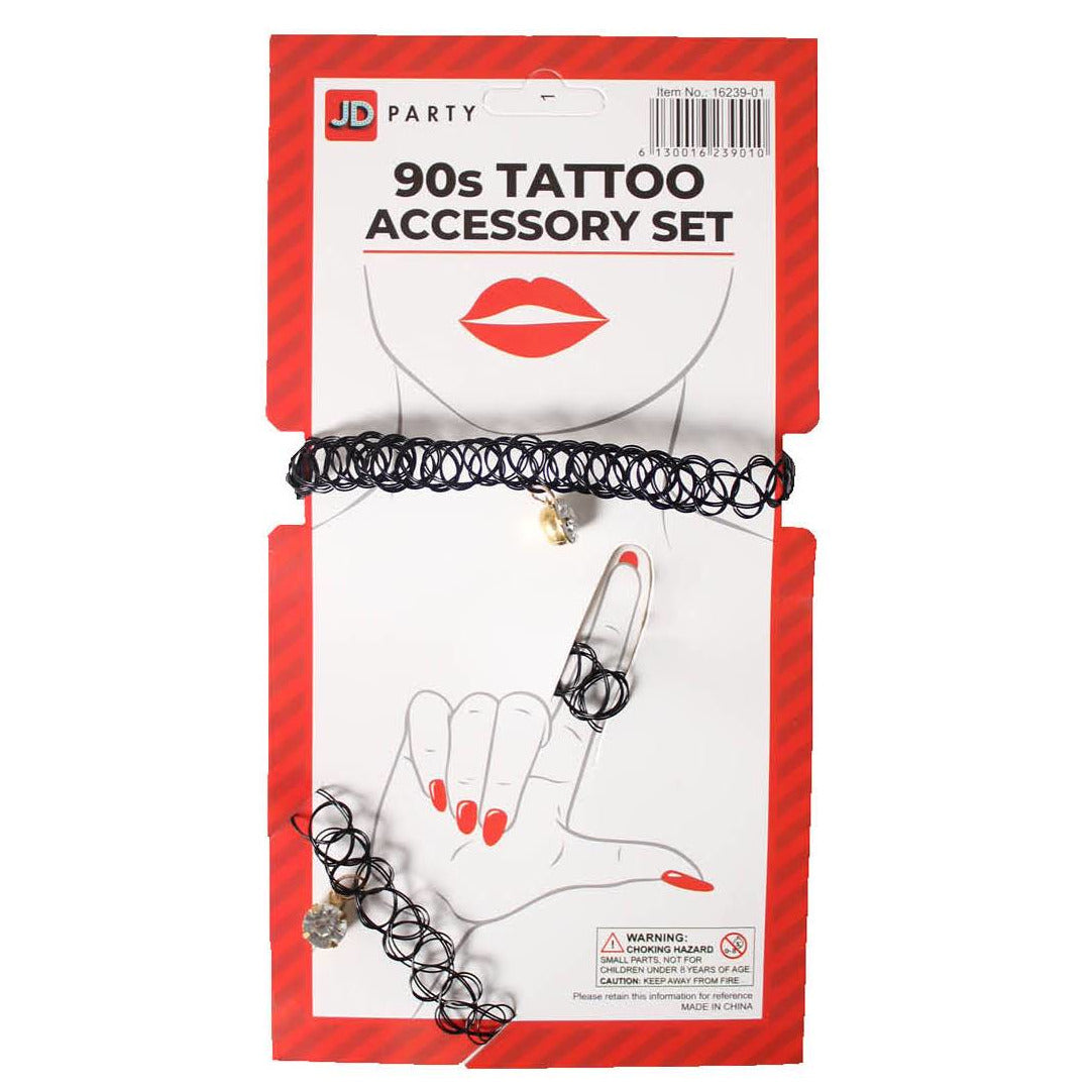 90s Tattoo Choker, ring, bracelet Set (Diamond) image 0
