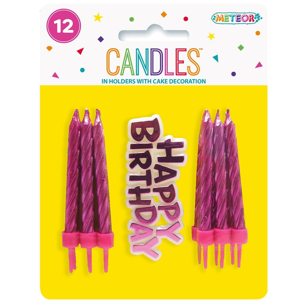 12 CANDLES W/CAKE DECO - PINK image 0