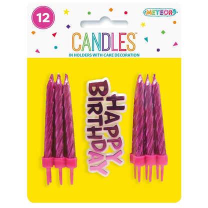 12 CANDLES W/CAKE DECO - PINK image 0