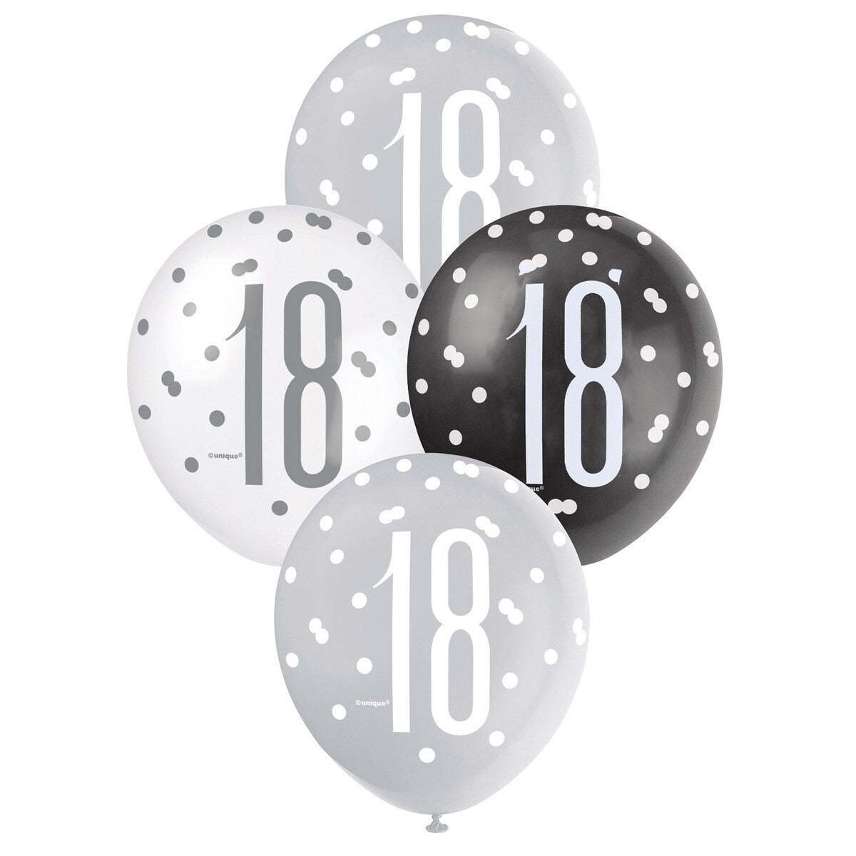 Black, Silver & White Assorted 30cm Latex Balloons - 18 image 0