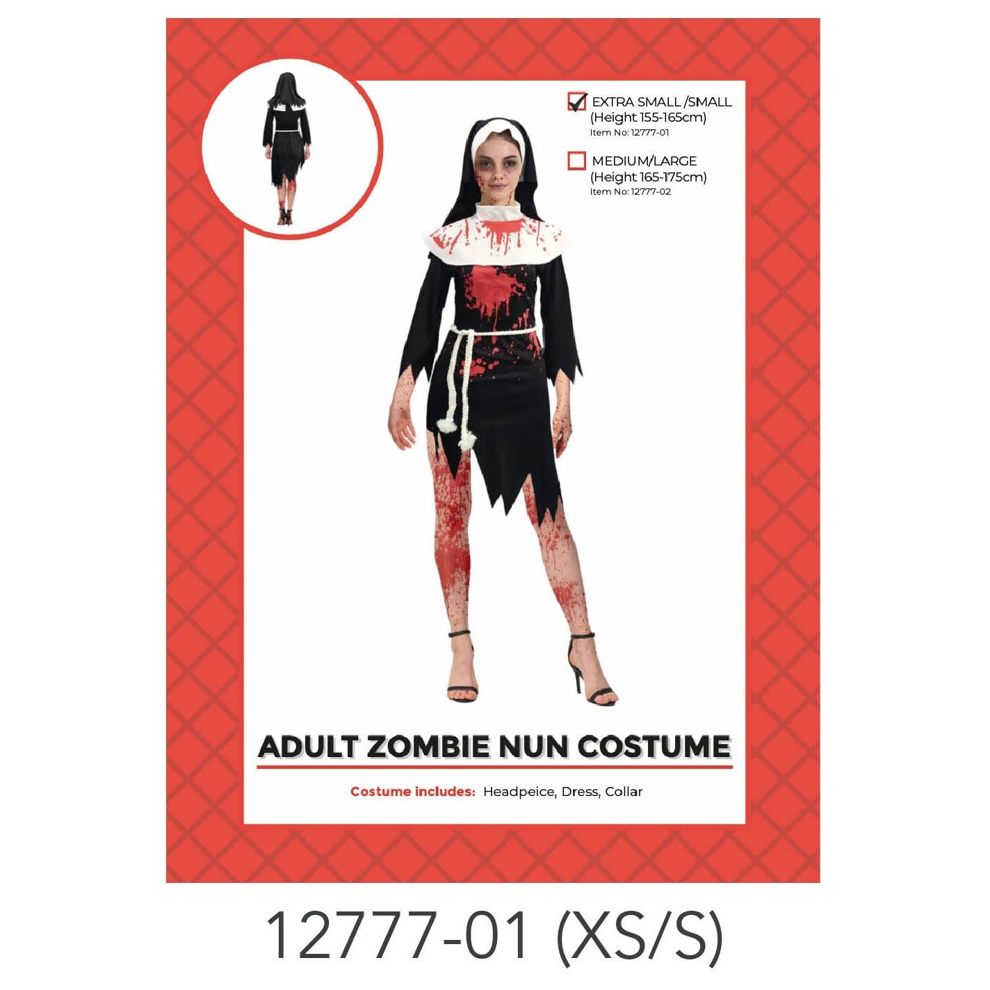Adult Zombie Nun Costume XS/S image 0