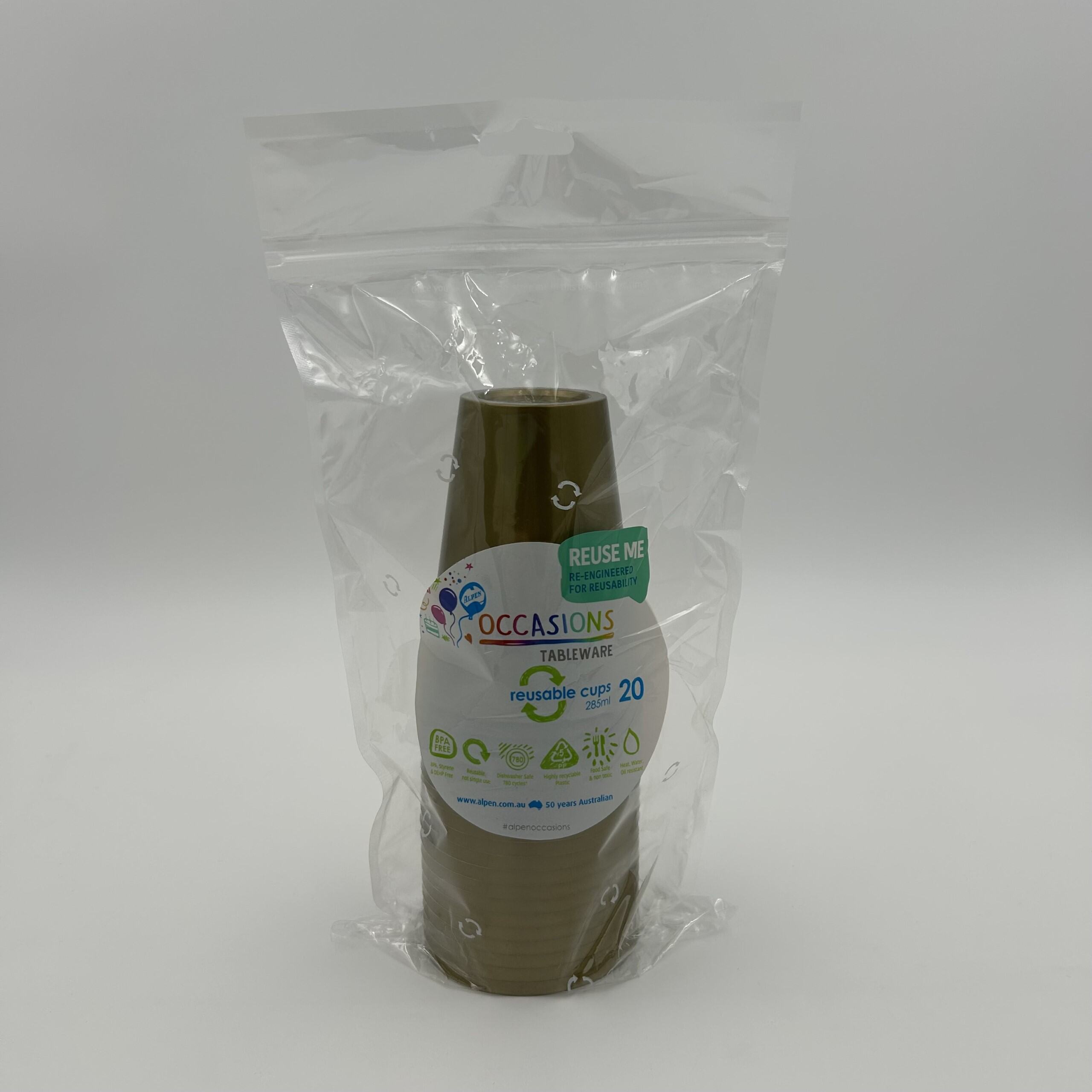 Gold Plastic Cup 285ml Pack 20 image 0