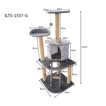 Purrfect Cat Corner Side Cat Pole Multi Level 50*50*120cm Grey image 0