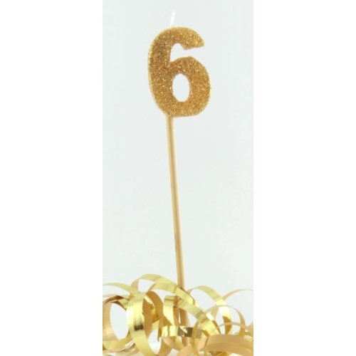 CANDLE GOLD GLITTER LONG STICK #6 image 0