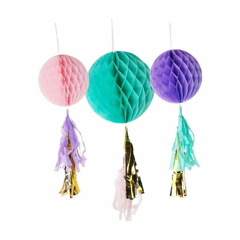 3 Mermaid Honeycomb Ball w/ Tassels image 0