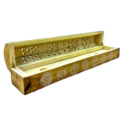 Wooden Coffin Burner 7 Chakra 12inch image 0