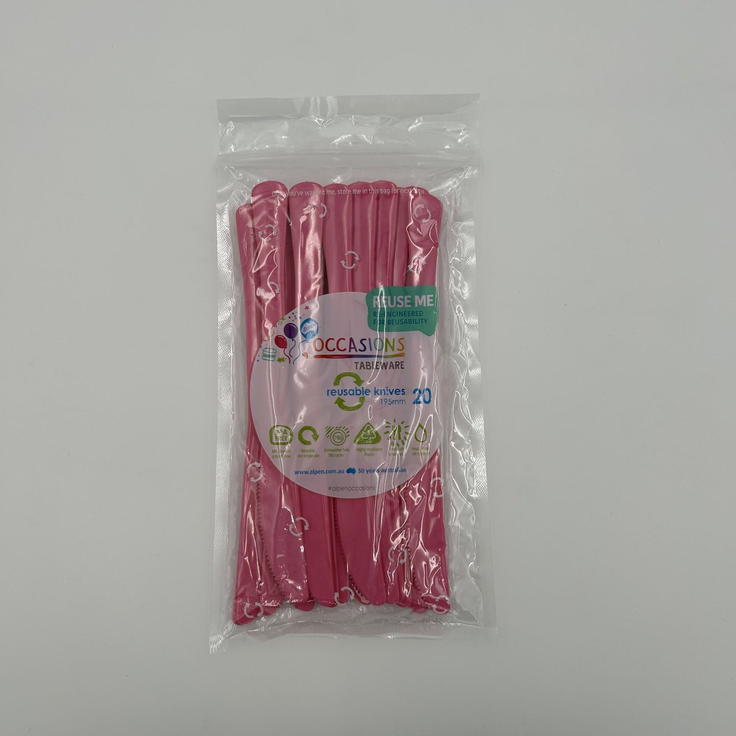 Magenta Plastic Knife Pack 20 image 0