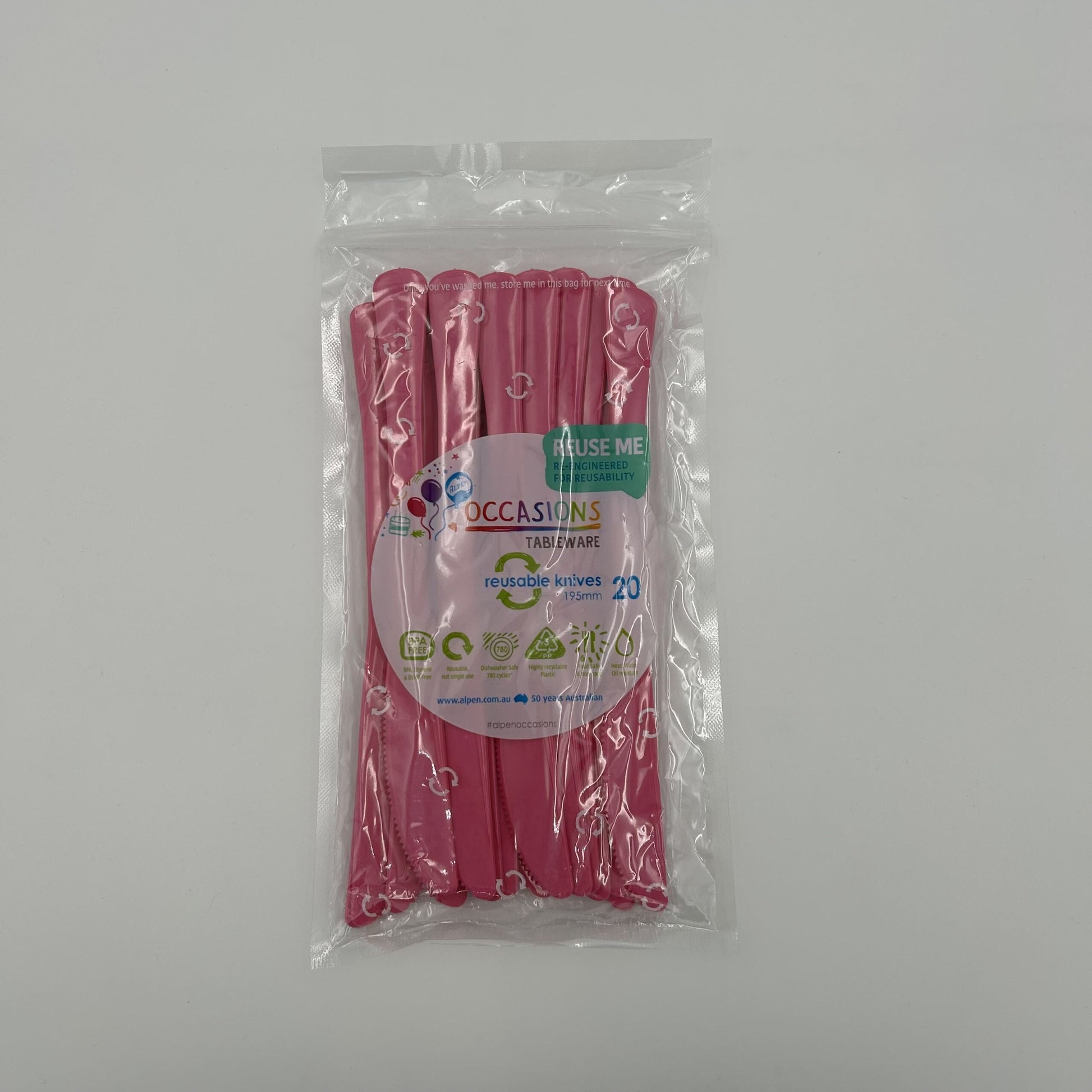 Magenta Plastic Knife Pack 20 image 0