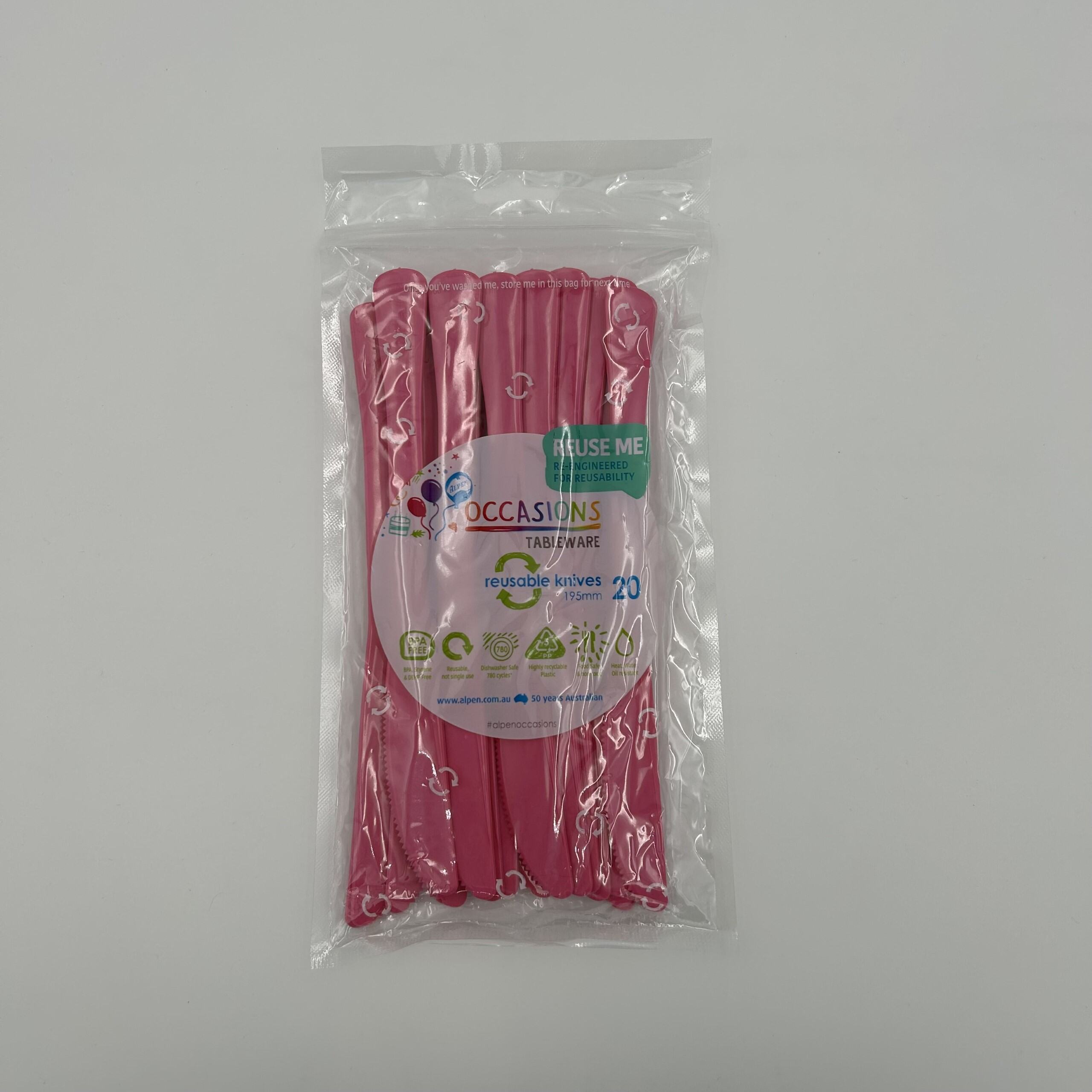 Magenta Plastic Knife Pack 20 image 0