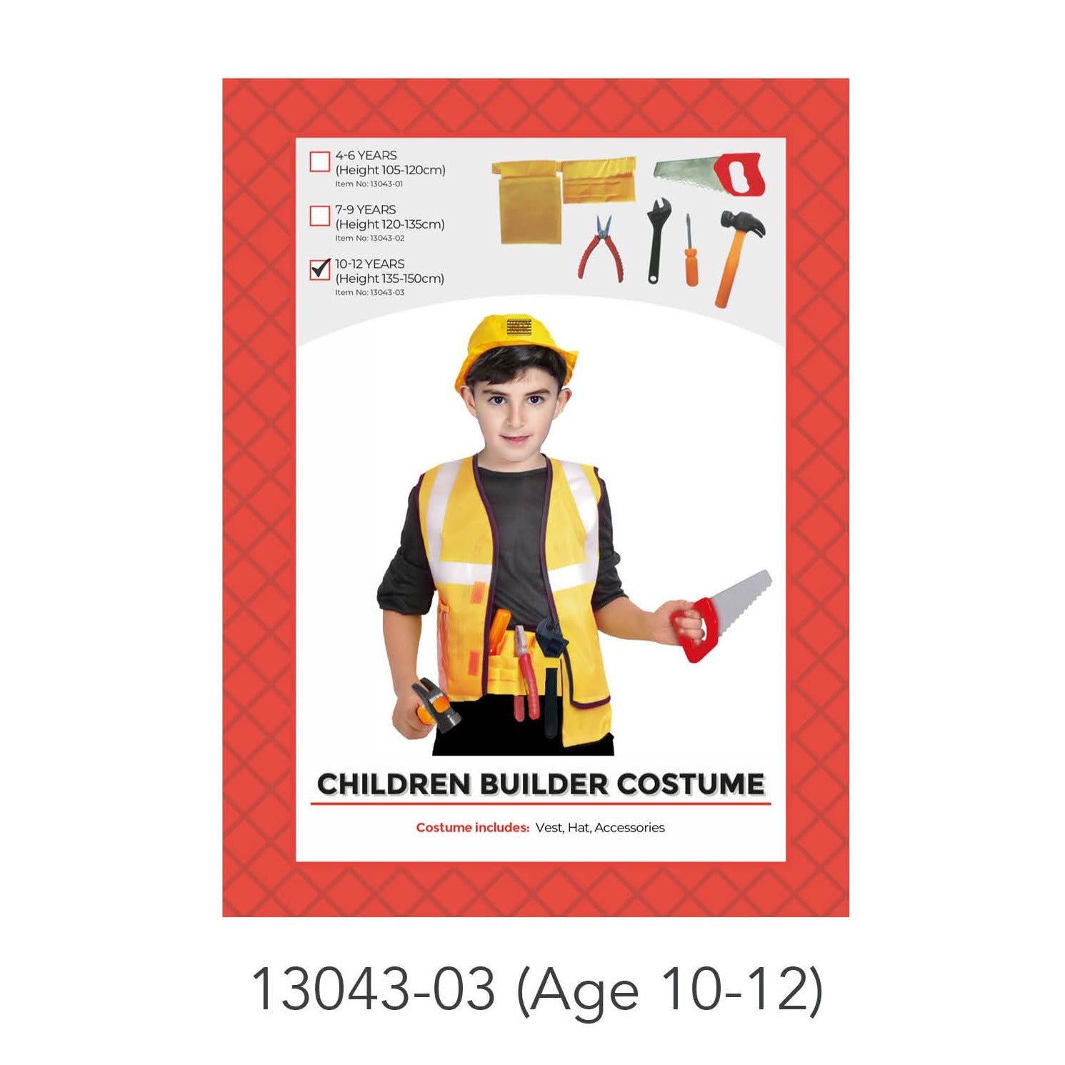 Children Builder Costume (L) (10-12 years) image 0