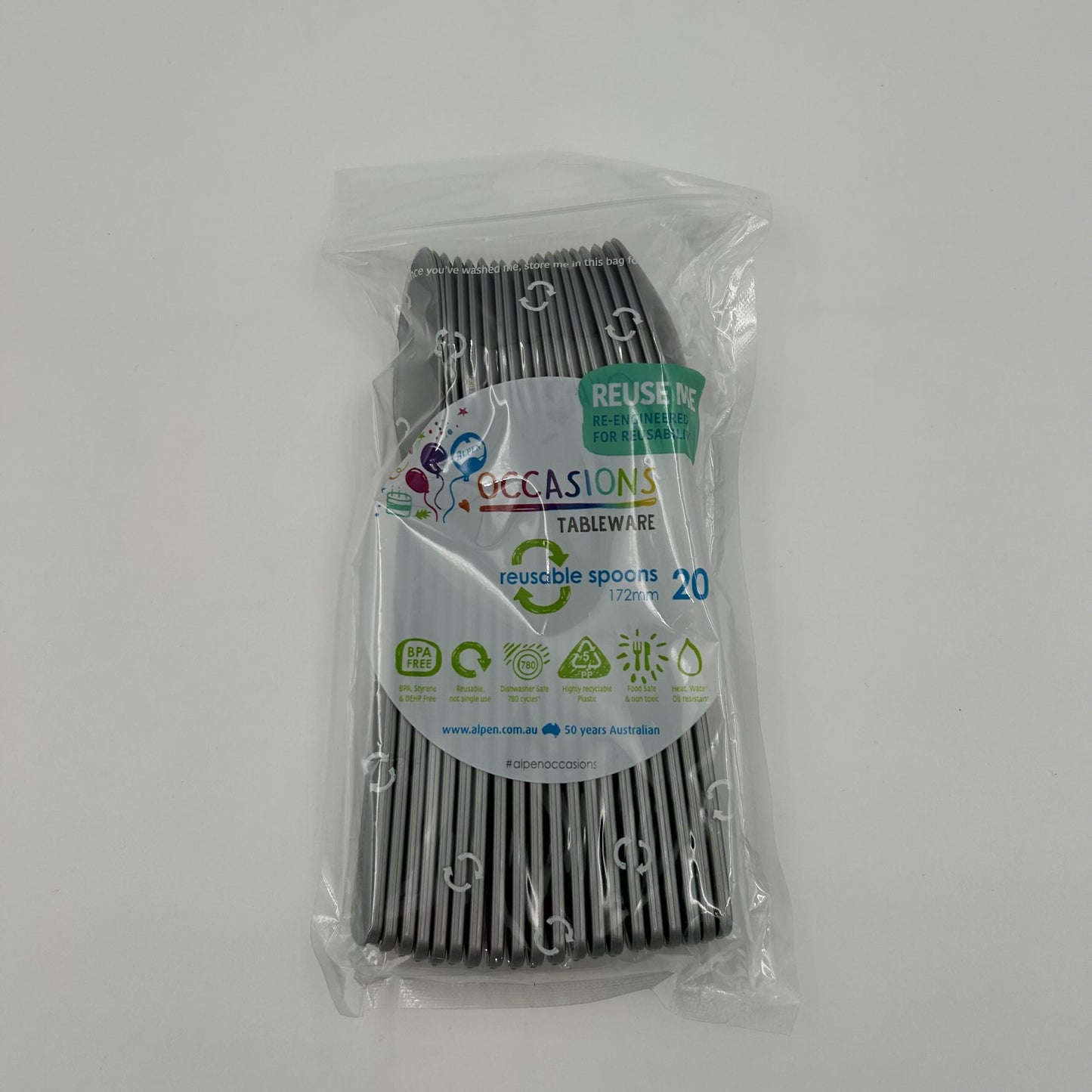 Silver Plastic Spoon Pack 20 image 0