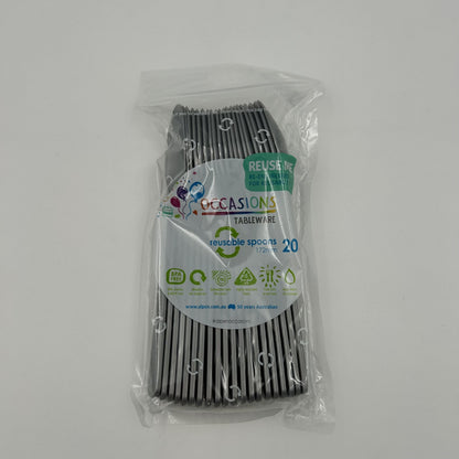 Silver Plastic Spoon Pack 20 image 0